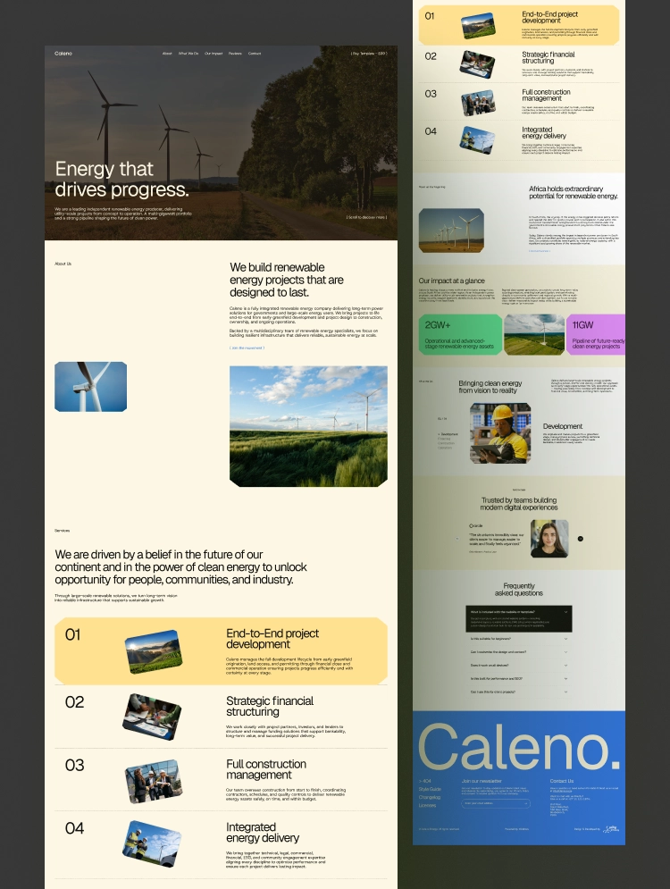 Caleno Webflow template — light modern nonprofit design