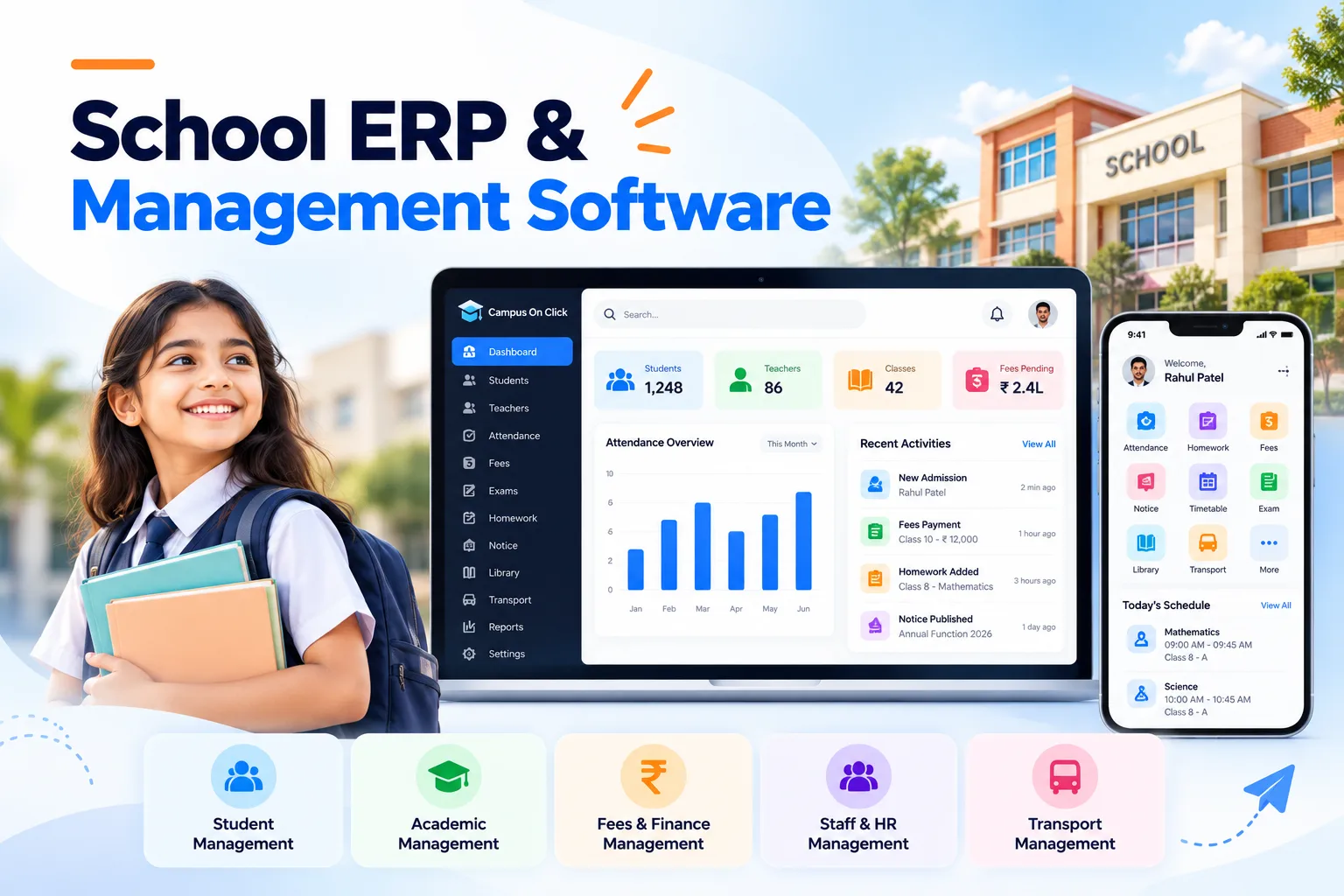 School ERP Dashboard and Campus Banner
